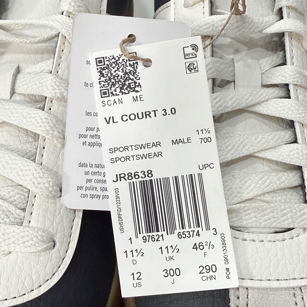 Adidas VL Court 3.0 Shoes / Sneakers - NEW Mens 12 Carbon - #49112-CL3 - Picture 4 of 5